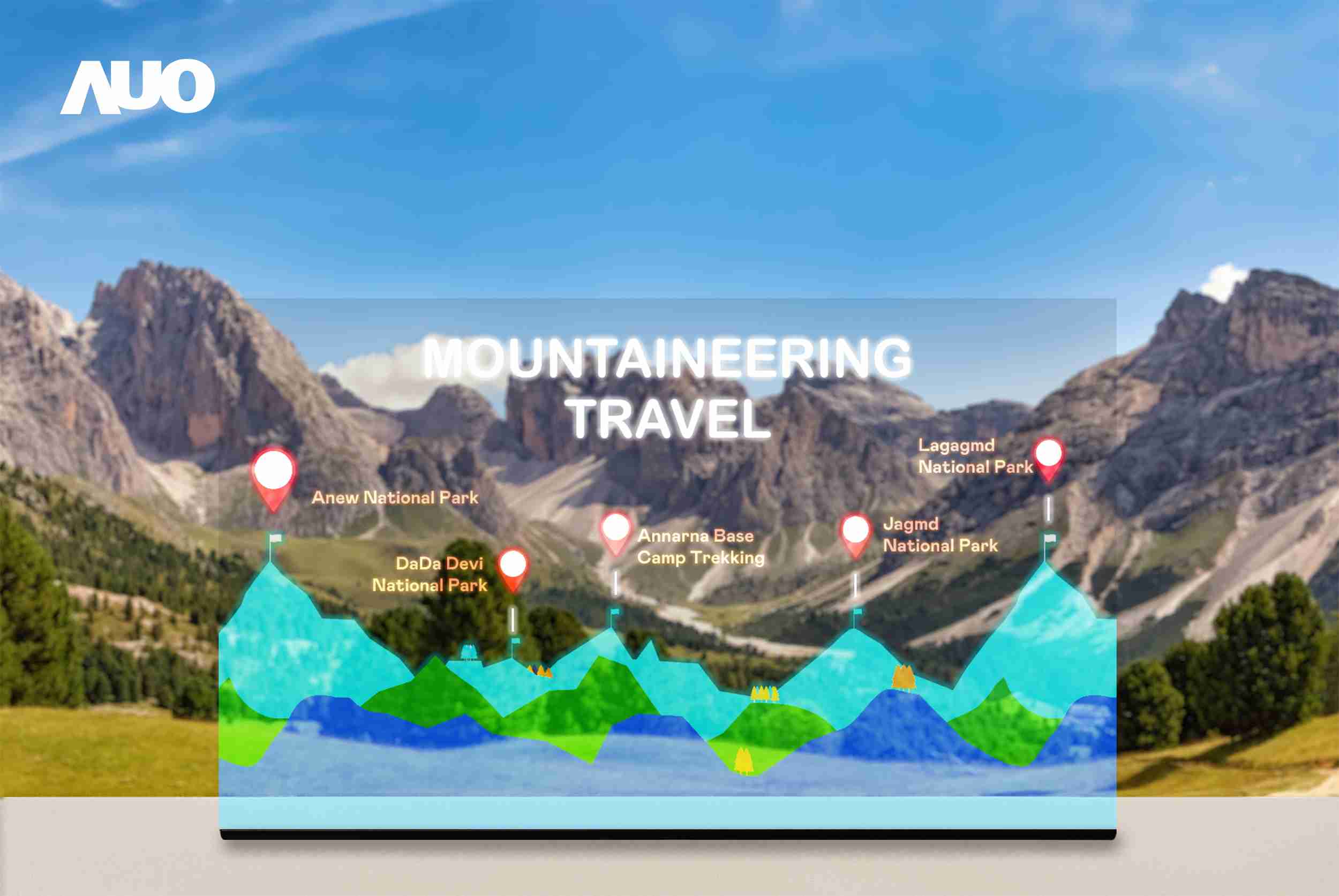 NG大舞台展示全球单片尺寸最大(*)42吋透明Micro LED显示器拼接而成的〝64吋透明Micro LED显示器〞，，，具备高透明度、、、1,000 nits高亮度、、、、广色域、、、、采用三边无边框的无缝拼接等多重特色，，，呈现超高清、、、、细腻画质而不遮挡后方视觉，，满足层峰需求，，可广泛运用于零售、、艺术展览或商业空间等场域